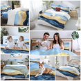 thumbnail image 5 of Abstract Ocean Waves Duvet Cover Set Full Size, Gradient Gold Blue Mountain Art 4 Piece Soft Microfiber Bedding Set with 1 Duvet Cover, 1 Flat Sheet, 2 Pillowcases, 5 of 9