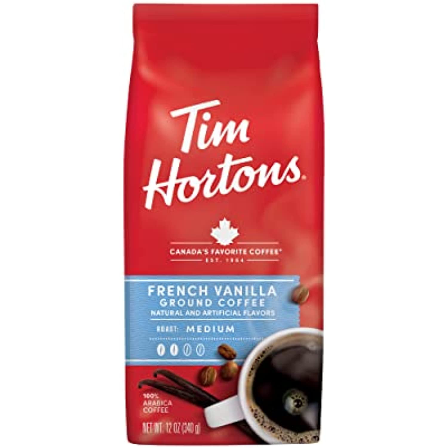Tim Hortons French Vanilla, Flavored Roast Ground Coffee, Perfectly