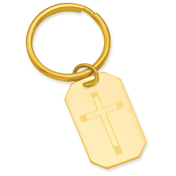 FB Jewels Gold Plated Cross Engraveable Key Ring