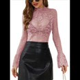 thumbnail image 3 of Blusas de Encaje para Mujer, Blusas Transparentes de Larga para Mujer, Blusas Informales Elegantes. Gris Rosado Pálido XXL, 3 of 8