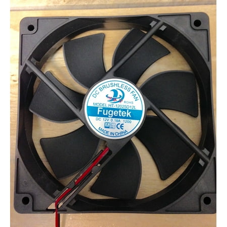 12V DC Cooling Case Blower Fan, Fugetek HTRD12025D12X, 120mm x 120 mm x 25mm , 4pin, Dual Ball Bearing, Computer, Black, US (Best Computer Case Fans)