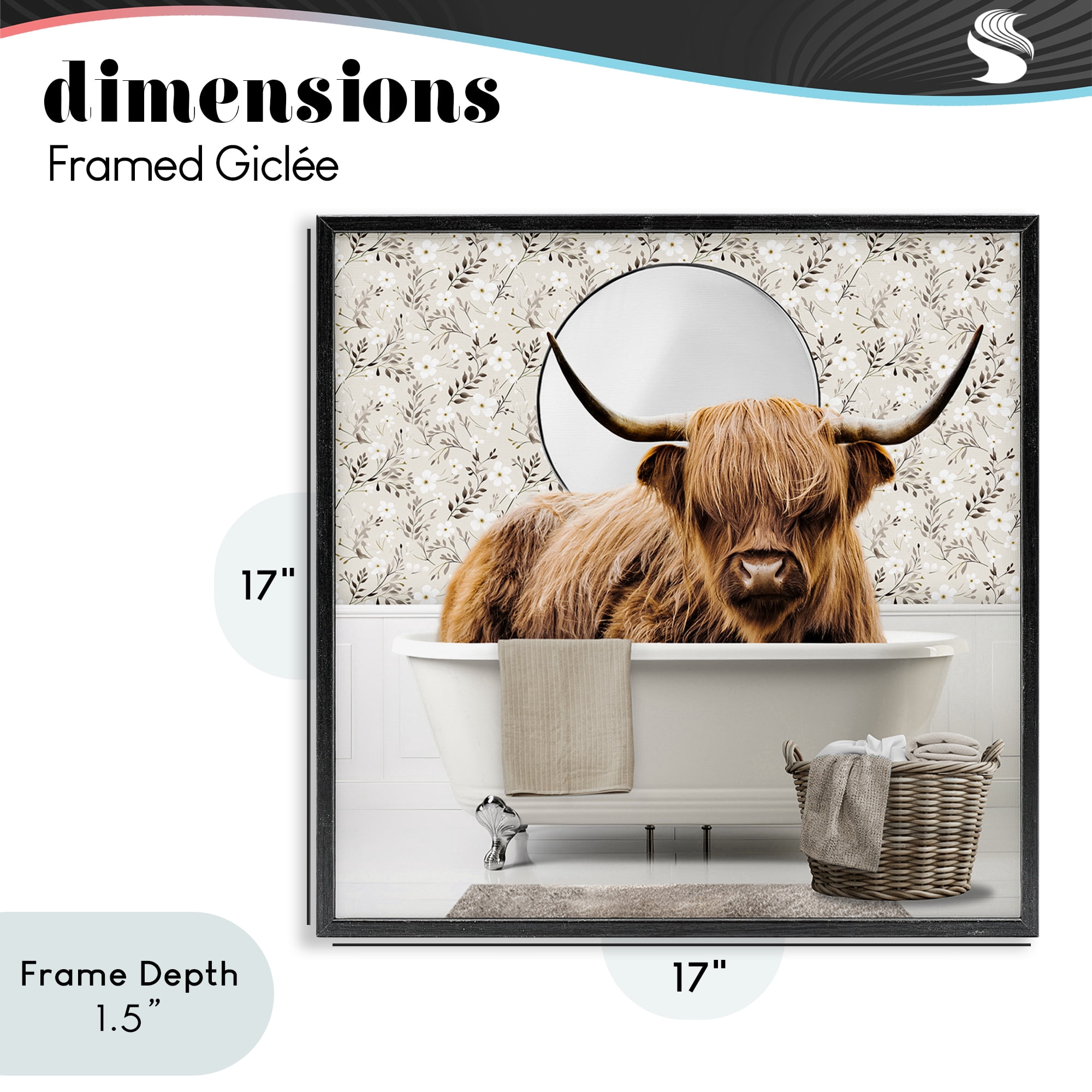Stupell Industries Cottage Cattle Bath Time Black Framed Giclee Art, design by CAD Designs