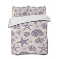 thumbnail image 2 of Quilts Queen Size, Purple Coastal Summer Soft Comforter Bedding Set for Bed, Coral Shell Starfish Nautical Beige Lightweight Quilted Bedspread with Pillow Cover(2 Pieces) for All Season, 90x96 Inch, 2 of 9