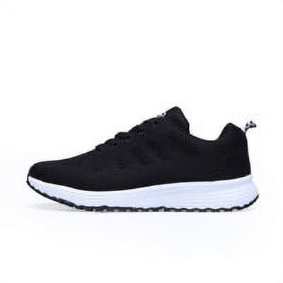 Casual Shoes Walking Mesh Flat Sneakers Women Men Unisex Shoe Comfortable Lightweight Women Men Lace Up Athletic Sneakers Running Fitness Black Size 42
