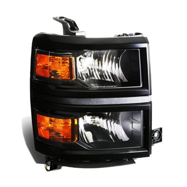 Speed Daddy Bentley Style Black Housing Headlights + Amber Corner Signal + Mesh Grille Combo For 2014-15 Silverado