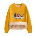 thumbnail image 2 of Antqov Fleece Sweatshirts for Women, Christmas Print Crewneck Pullover Oversized Long Sleeve Tops, Fall Winter Party Trendy Comfortable Thermal Casual Sweatshirt, 2 of 6