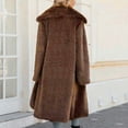 thumbnail image 4 of XPMWRP Women's Faux Fur Long Coats Open Front Fleece Long Sleeve Solid Color Lapel Jacket Warm Winter Fashion Casual Coats with Pockets Brown M, 4 of 4