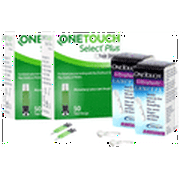 Combo Pack of 2 Boxes of OneTouch Select Plus Test Strip (50 Each) & 2 Boxes of OneTouch Ultrasoft Lancets (25 Each)