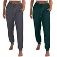 thumbnail image 2 of CYRBOKO Womens Sweatpants, High Waist Drawstring Warm Thick Fleece 2PC Sets Cargo Pants Running Joggers with Pockets Green ,XL, 2 of 9