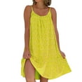 thumbnail image 1 of Kcodviy Women Casual Floral O Mid Dress Neck Ruffle Hem Spaghetti Casual Short Dress for Women Strap Sleeveless Short Dress Summer Dress Cocktail Beach Dress, 1 of 5