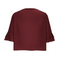 thumbnail image 6 of Jinhomg Women Soft Chiffon Shrug 2025 Fashion Lace Up Cropped Bolero Cardigan Ruffle Short Sleeve Sheer Outerwear Business Casual Outfit Wine L, 6 of 7