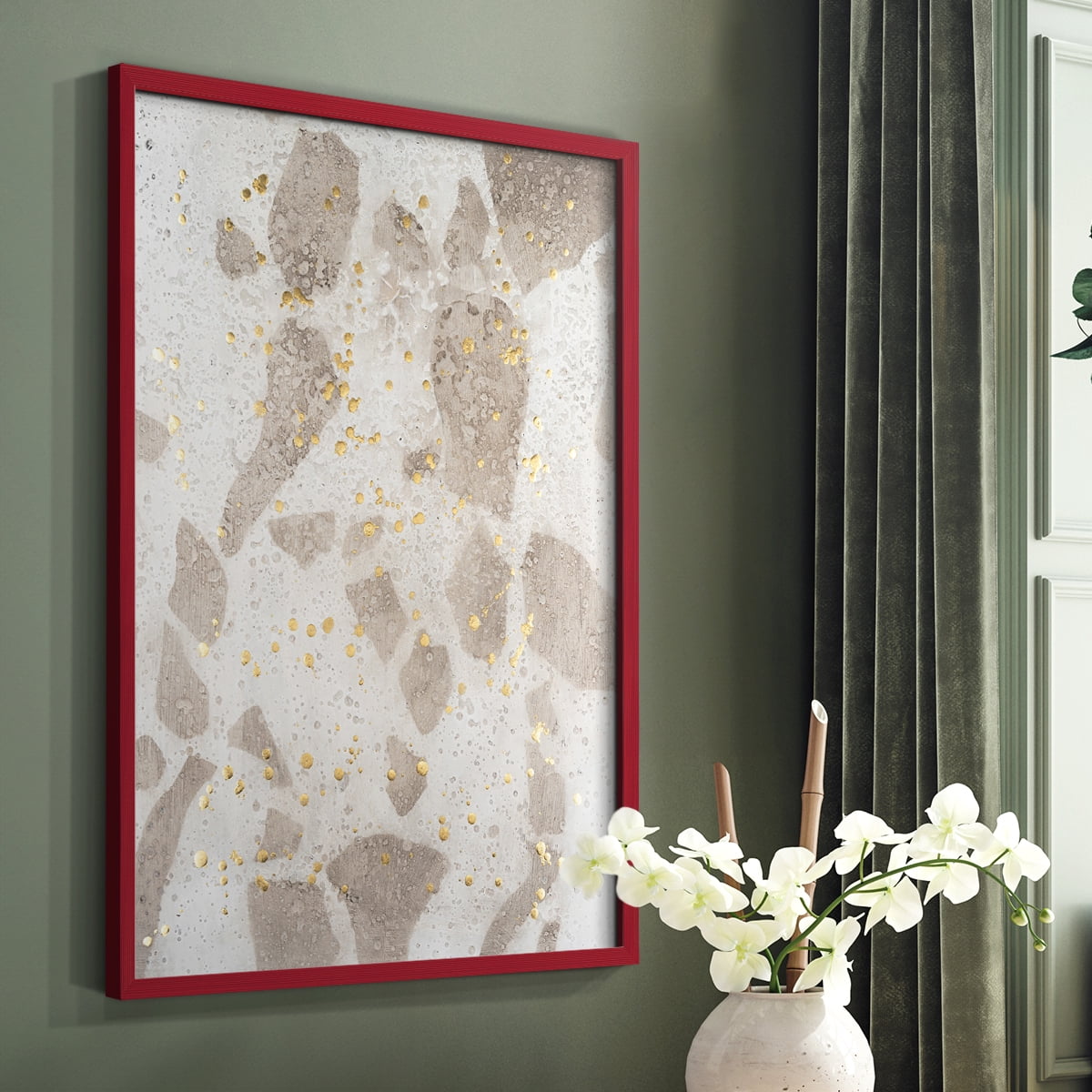Chordata II Framed Print in Red Solid Wood Framed Print No Nail Hanging