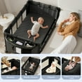 thumbnail image 4 of Baby Bassinet, Caveen 5 in 1 Baby Playard with Bassinet, Portable Bedside Sleeper Baby Crib, with Removable Changing Station & Storage Organizer, Black, 4 of 9