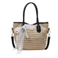 thumbnail image 5 of Bolso de mano de paja de gran capacidad a la moda para mujer, nuevo bolso bandolera de hombro para ir a la playa y viajar, 2025, 5 of 5