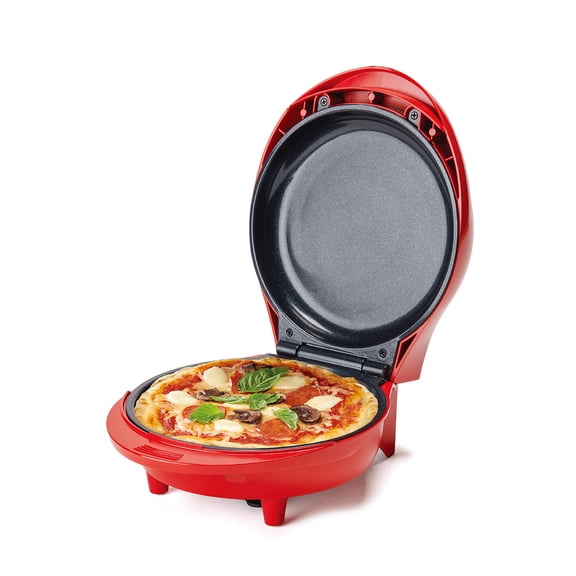 Betty Crocker 7.5" Mini Pizza & Meal Maker, 1000W Indoor Electric Grill, Nonstick Pan for Pizzas, Quesadillas, Nachos and more, Personal Pizza Machine for Delicious Meals and Snacks, BC-5962RC, Red