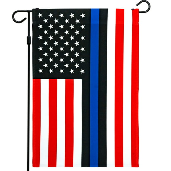 G128 - Blue Lives Matter American USA Police Flag Garden Flag, Honoring Men Women Law Enforcement Officers Red Black White Blue Outdoor Flag 12" x 18”
