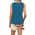thumbnail image 6 of Iaqnaocc Two Piece Sets for Women 4th Of July Summer American Flag Striped Independence Day Square Neck Sleeveless Womens Tops and Shorts Travel Vacation Outfits for Women Light Blue L, 6 of 6