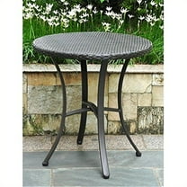 Round Patio Table - Outdoor Bistro Table - Resin Wicker Tabletop - Aluminum Frame - Garden Table