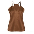 thumbnail image 4 of Fengactive Womens Satin Tank Tops V Neck Sleeveless Camisole Cami Spaghetti Straps Blouse Summer Loose Shirt, 4 of 4