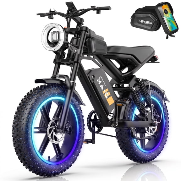 MA-L 1500W Peak Electric Bike for Adults, 48V 15Ah Battery, 20" x 4" Snow Fat Tire, Full Suspension, Shimano 7-Speed, E-Mountain Bike, UL2849
