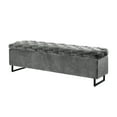 thumbnail image 3 of Inspired Home Banc de Rangement en Velours Hector, Gris, 3 of 8