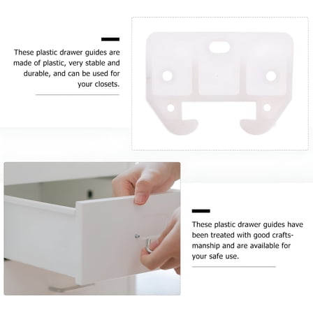 LAMIRO 10pcs Plastic Drawer Track Guides Slides Replacement Furniture Parts (White)