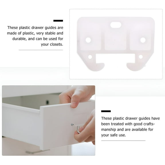LAMIRO 10pcs Plastic Drawer Track Guides Slides Replacement Furniture Parts (White)
