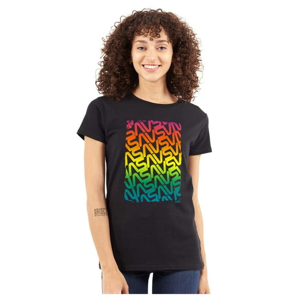 NASA Worm Logo Rainbow Gradient Women's T Shirt Ladies Tee Brisco Brands S