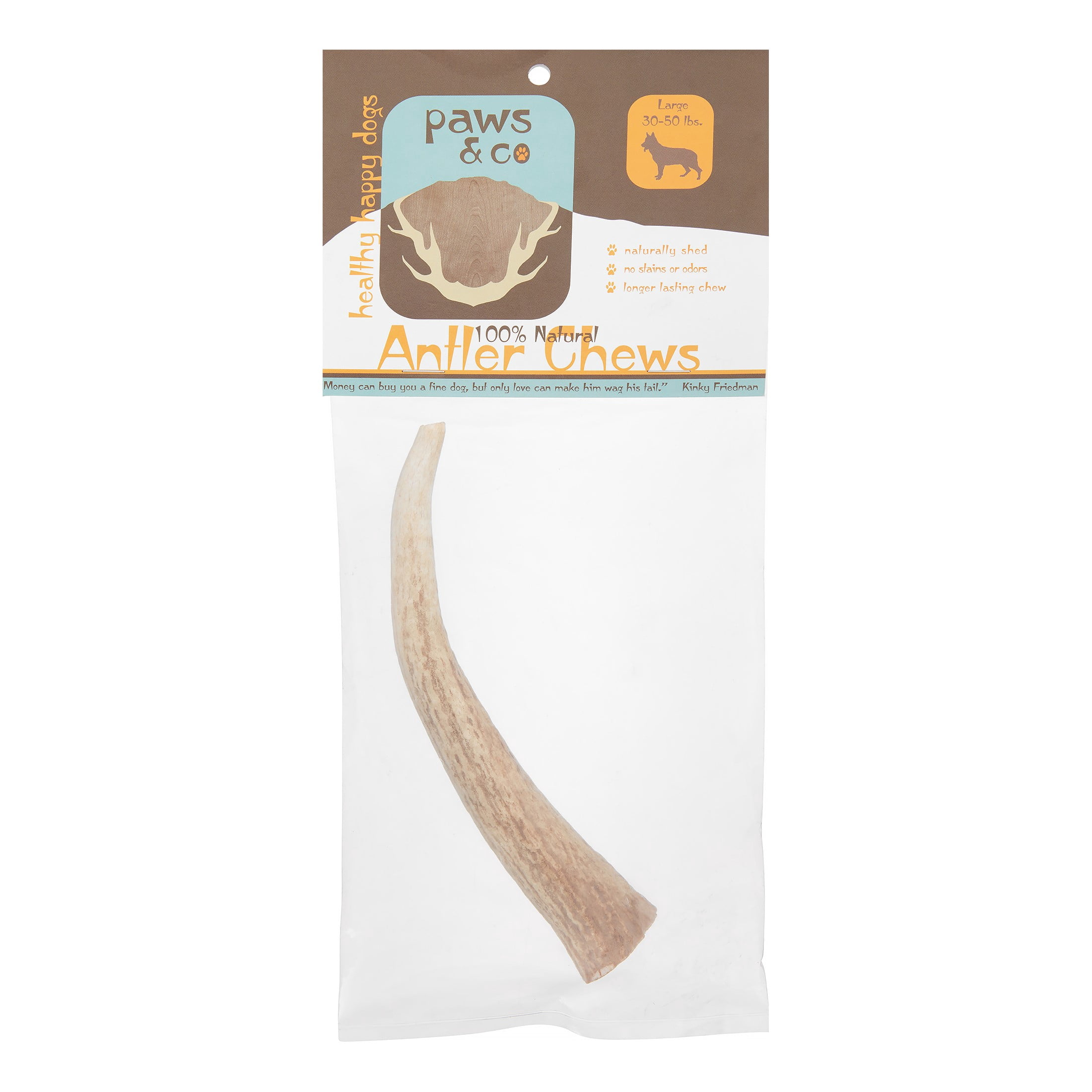 Paws & Co Deer Antler Chews Grain Free Large Breed All Natural Antler