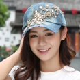 thumbnail image 4 of Women Hats Portable Adjustable Shiny Rhinestone Flower Embroidery Sunscreen Summer Cap Head Wear, 4 of 10