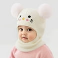 thumbnail image 2 of VNKIDY Kids Hats Winter Adorable Knitted Children Hat With Cute Animal Face Design Fluffy Pom Attached Scarf Warm Winter Accessory For Cold Weather Trendy Headwear, 2 of 5
