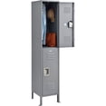 thumbnail image 2 of Global Industrial 2-Tier 2 Door Locker, 18"W x 18"D x 78"H, Gray, Unassembled, 2 of 7