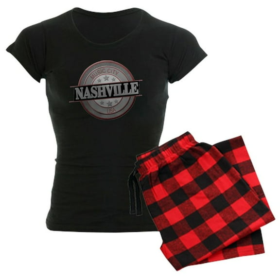 CafePress - Nashville Music City CIR BLK Pajamas - Women's Dark Pajamas