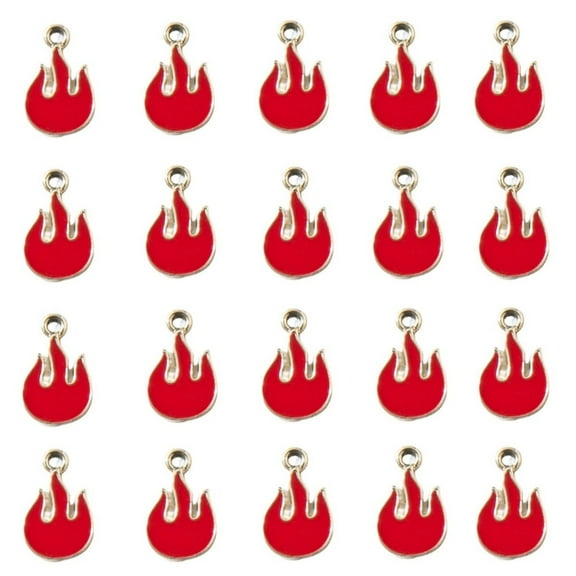 Gierzijia 20 Pieces Red Flame Charms for Jewelry Making, 7x13mm DIY Plated Enamel Fire Pendants for Earring Necklace Bracelet Keychain Craft Supplies Findings Making Accessories