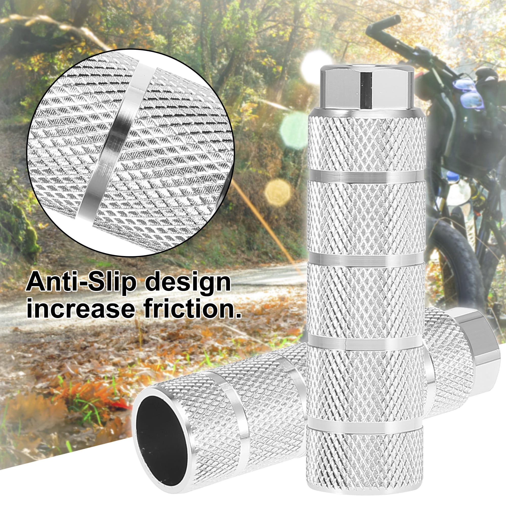1 Pair 100x28mm Stripe Cylinder Axle Foot Pegs for BMX MTB Bike 3/8 Inch Axles