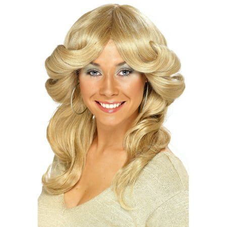1970s Style Farrah-flip Blonde Flick Wig Women's Costume Accessory