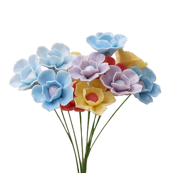 bestolf Handmade 3D Ceramic Flower Realistic Artificial Flower Decoration Eternal Flower Bouquet for Living Room Dining Table Home Vase Decor (G)