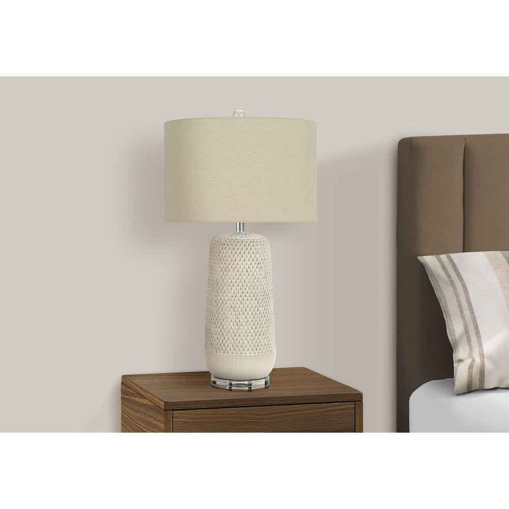 Lighting - 31"h Table Lamp - Cream Ceramic - Beige Shade - Contemporary