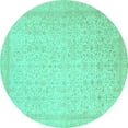 thumbnail image 1 of Ahgly Company Machine Washable Indoor Round Oriental Turquoise Blue Traditional Area Rugs, 8' Round, 1 of 4