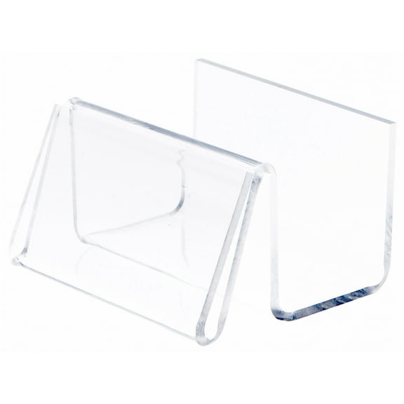 Plymor Clear Acrylic Deluxe Business Card Holder & Display (Horizontal), 3.5" W x 3" D x 2" H