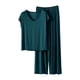 thumbnail image 3 of TaTaai Loose Solid Color T-shirt Pants Pajama Set, Women's Thick Warm Design, All Season Casual Home Work Outfit, Cold Gentle Wash, Line Dry Option Gift, 3 of 6