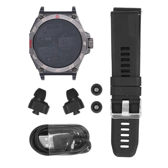 Montre électronique avec écouteurs Bluetooth 2 en 1, montre intelligente NFC, écouteurs sans fil pour sports de plein air, fitness, noir