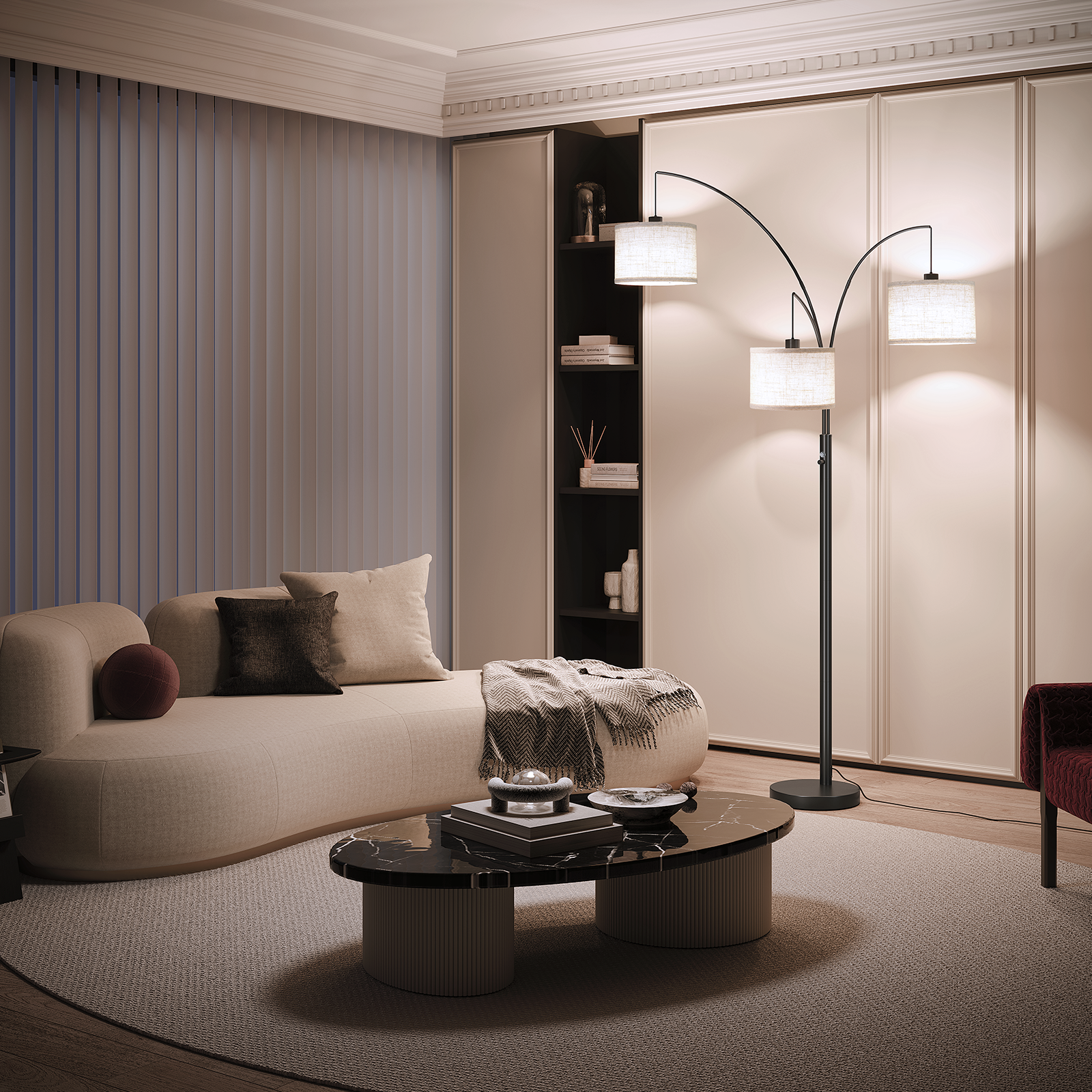 Sunmory 78" Arc Floor Lamp, Black, 3-Light photo 7