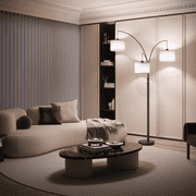 SUNMORY 3 Lights Floor Lamp for Living Room, 78 Tall Standing Lamp with Hanging Drum Shade, Modern Arc Floor Lamps with Heavy Base, Mid Century Arched Tree Floor Lamp for Bedroom, Office, Corner