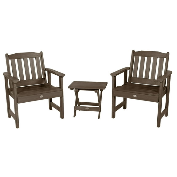 Highwood 3-pc Lehigh Garden Chair Set with 1 Folding Side Table - Outdoor, Eco-friendly, Synthetic Wood