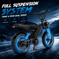 thumbnail image 4 of Electric Bike for Adults with 16" Tires Full Suspension 500W Motor 48V 13.5AH Removable Battery 40 Miles Range Max 19MPH Turn Signals E Bike, 4 of 10