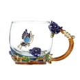 thumbnail image 1 of Blue Rose Enamel Craft Water Cup Drink Mug with Handle Design Tea Coffee Cup with Spoon Cleaning Cloth Set 320ML, 1 of 8