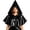 Black, variant on Metallic Glossy Short Hood Cape, Shiny Metallic Short Pointed Hood Cape, Mini Riding Hood Cloak With Front Tie, Multi Color Glossy Witch Cosplay Cape for Adult Halloween Party, Gold One Size