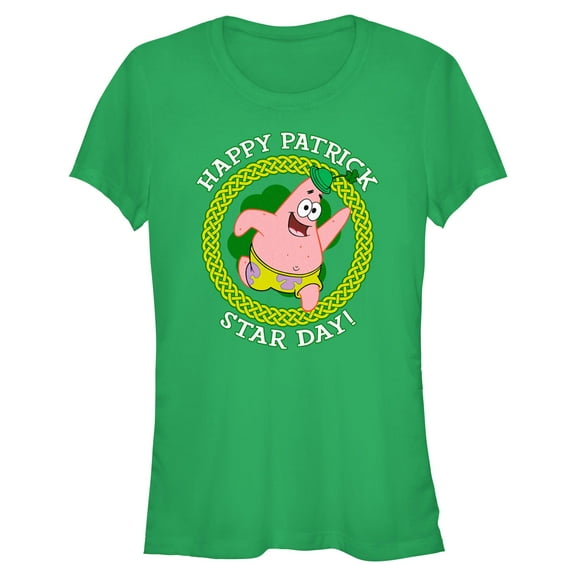 Junior's SpongeBob SquarePants Happy Patrick Star Day Graphic T-Shirt