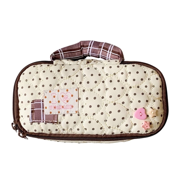 Cute Cosmetic Bags for Purse,Featherweight Small Quilted Makeup Bag with Zipper & Handle, for Storing Stationery and Office Supplies Yellow